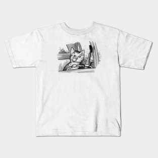 Cat Driving Kids T-Shirt